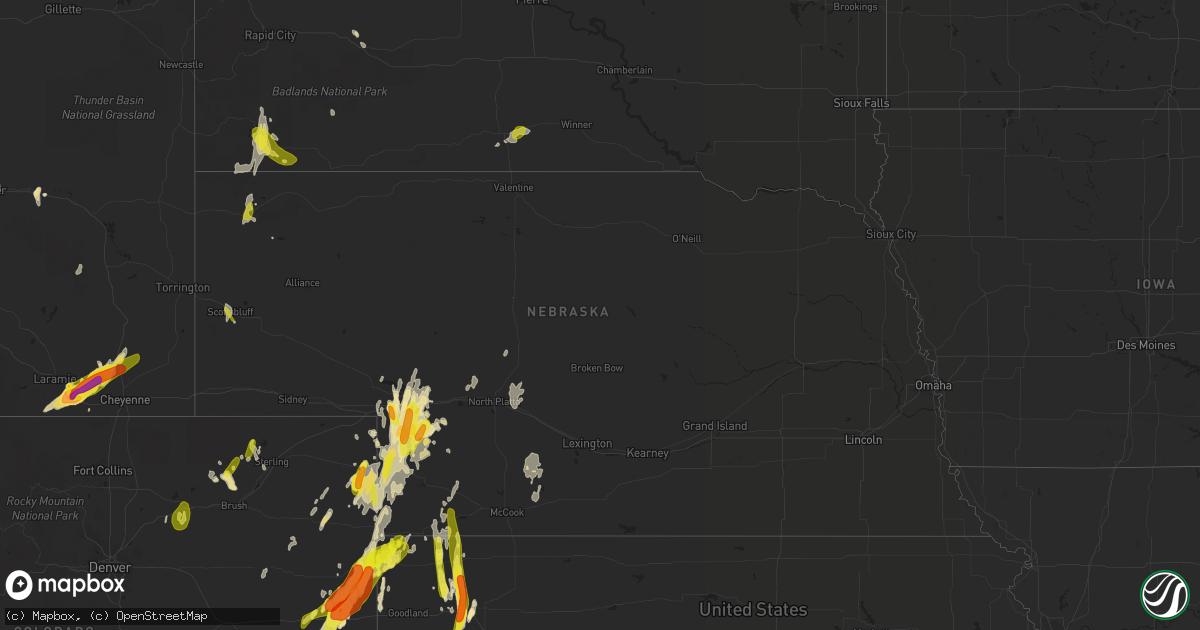 Hail map in Nebraska on May 27, 2018