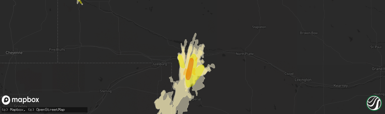 Hail map in Ogallala, NE on May 27, 2018