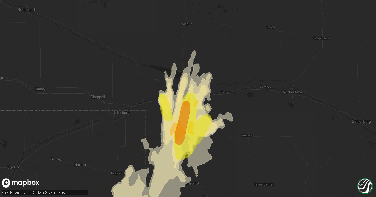 Hail map in Ogallala, NE on May 27, 2018