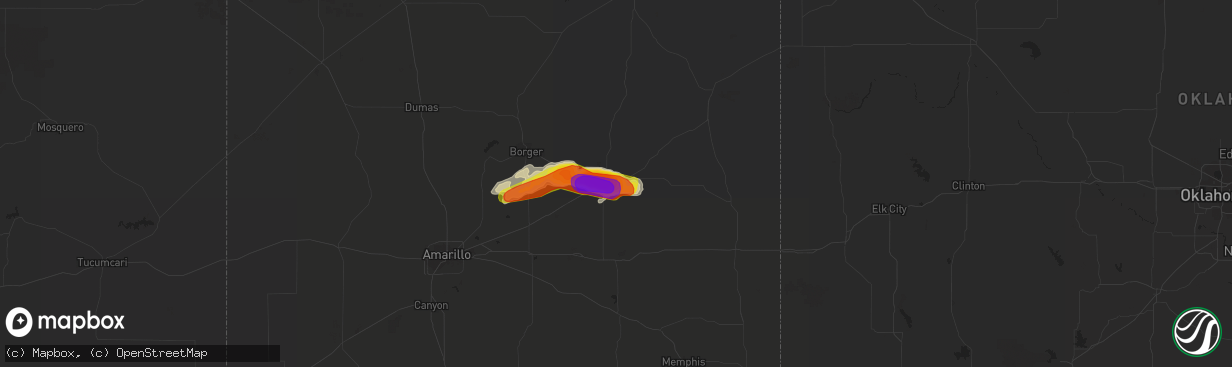 Hail map in Pampa, TX on May 27, 2018