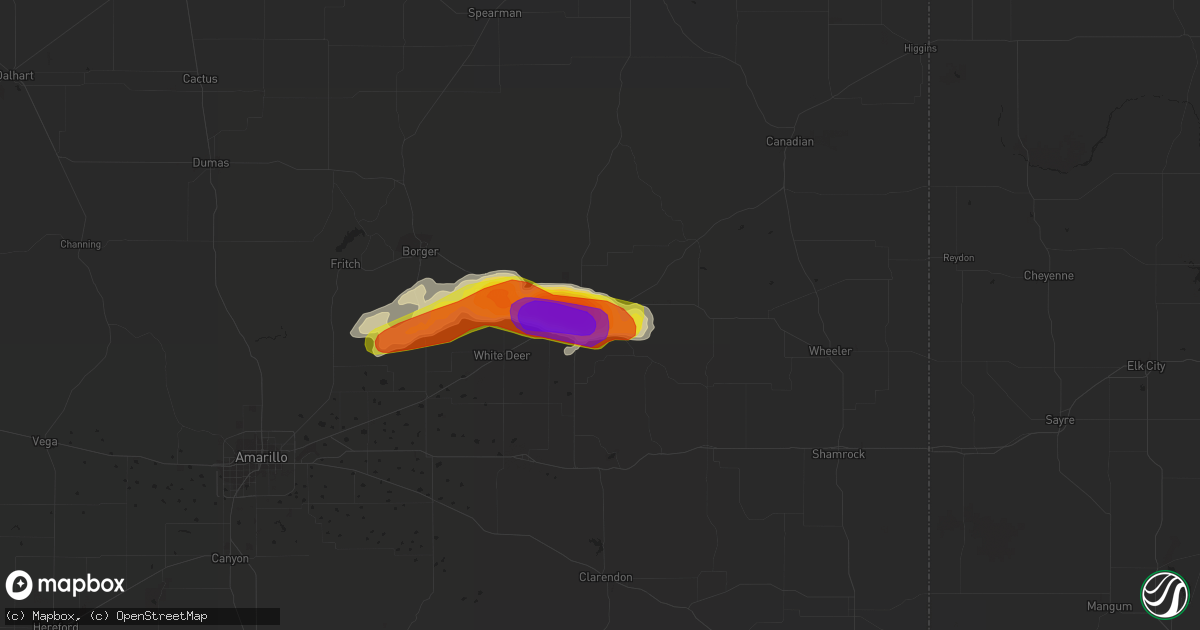 Hail map in Pampa, TX on May 27, 2018