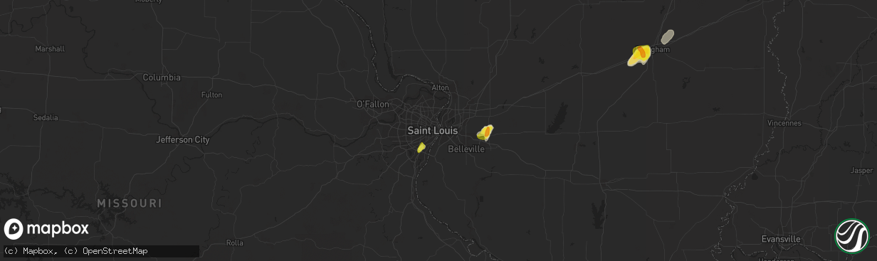 Hail map in Saint Louis, MO on May 27, 2018