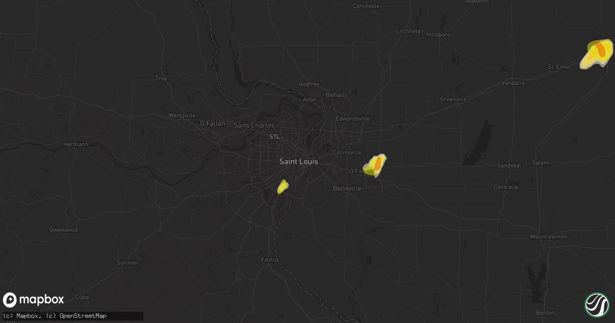 Hail map in Saint Louis, MO on May 27, 2018