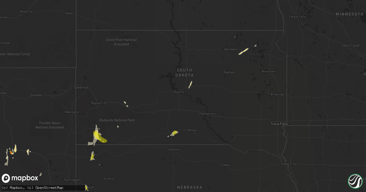 Hail map in South Dakota on May 27, 2018