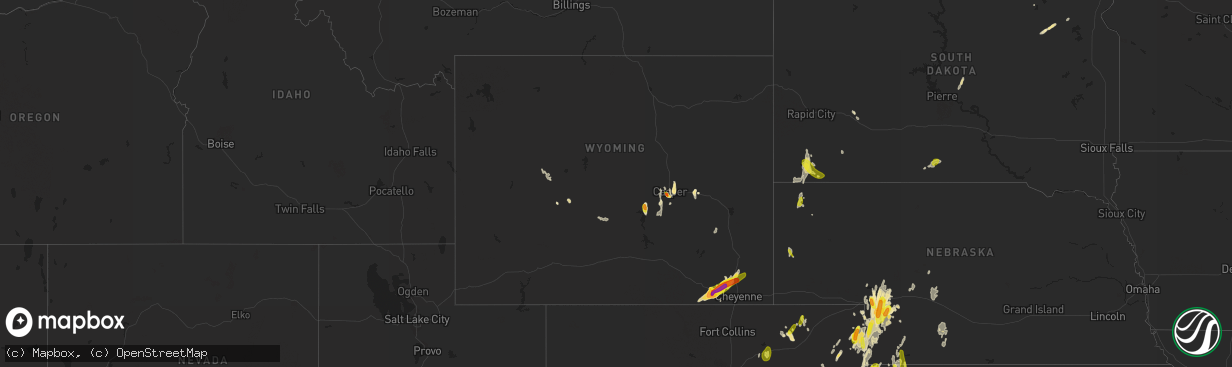 Hail map in Wyoming on May 27, 2018