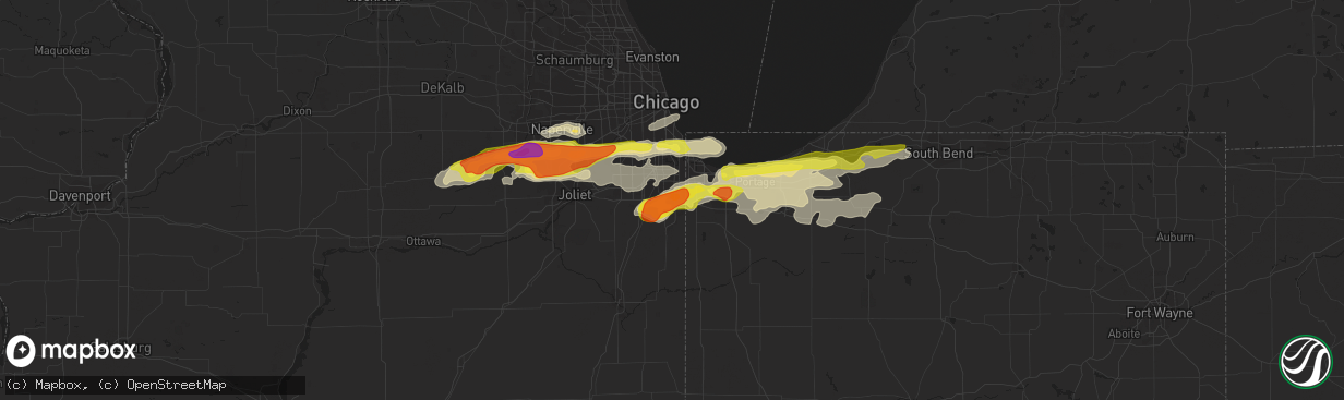 Hail map in Chicago Heights, IL on May 27, 2019