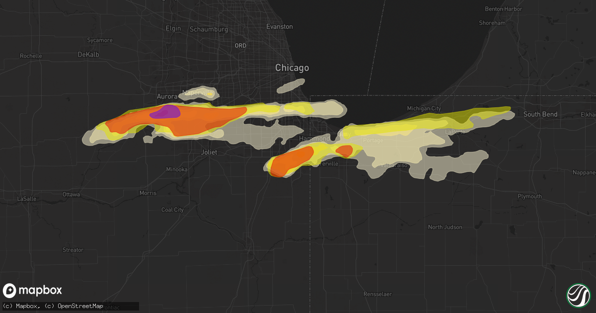 Hail map in Chicago Heights, IL on May 27, 2019