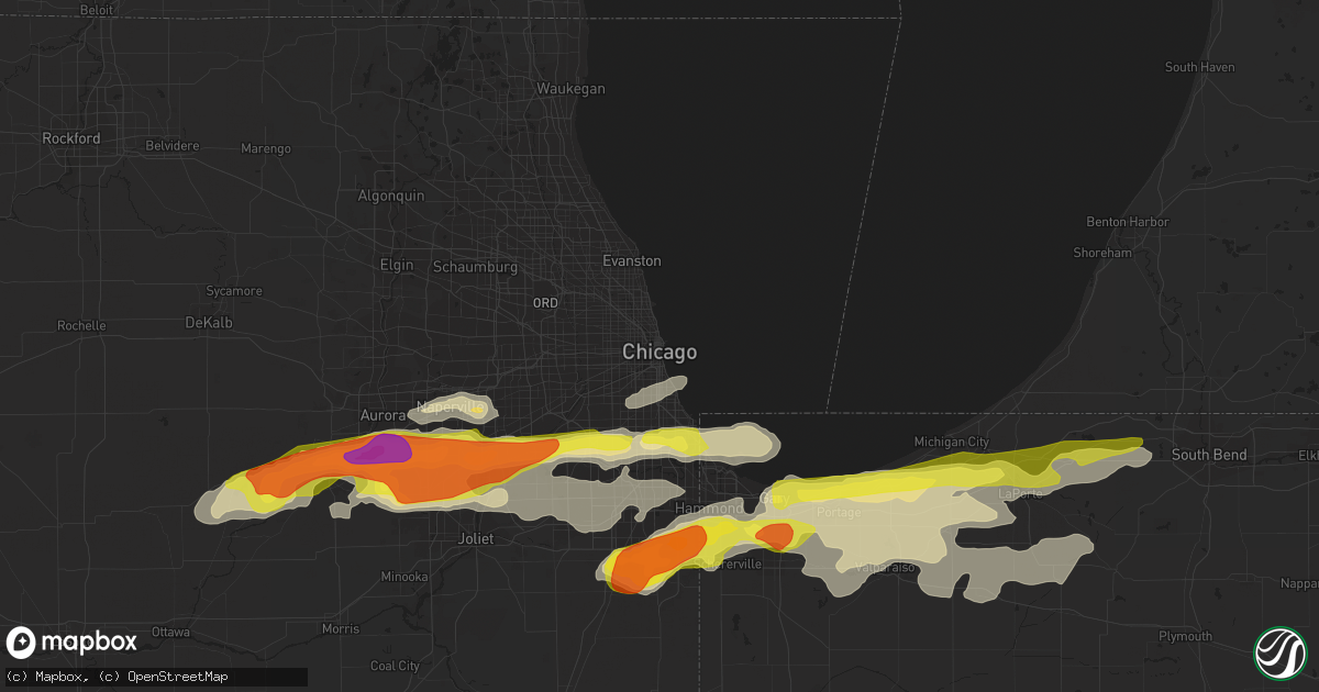 Hail map in Chicago, IL on May 27, 2019
