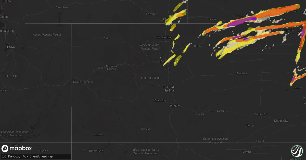 Hail map in Colorado on May 27, 2019