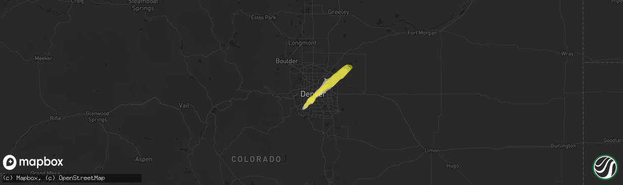 Hail map in Denver, CO on May 27, 2019