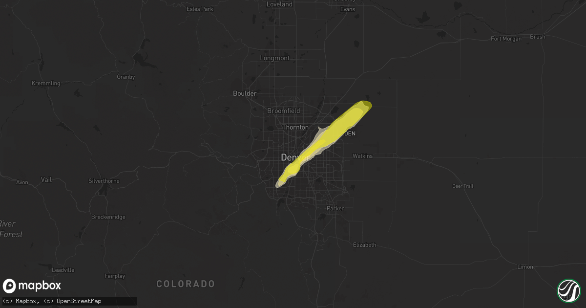 Hail map in Denver, CO on May 27, 2019