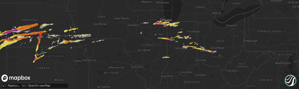 Hail map in Illinois on May 27, 2019