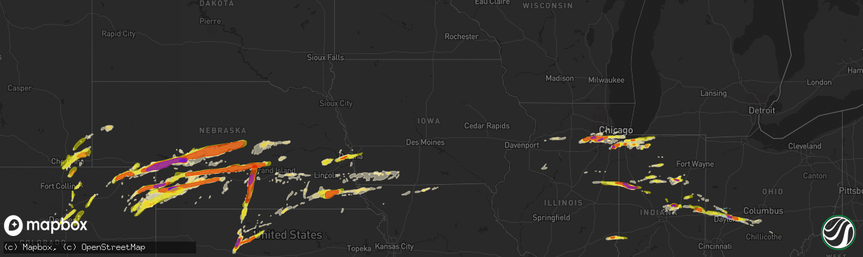 Hail map in Iowa on May 27, 2019