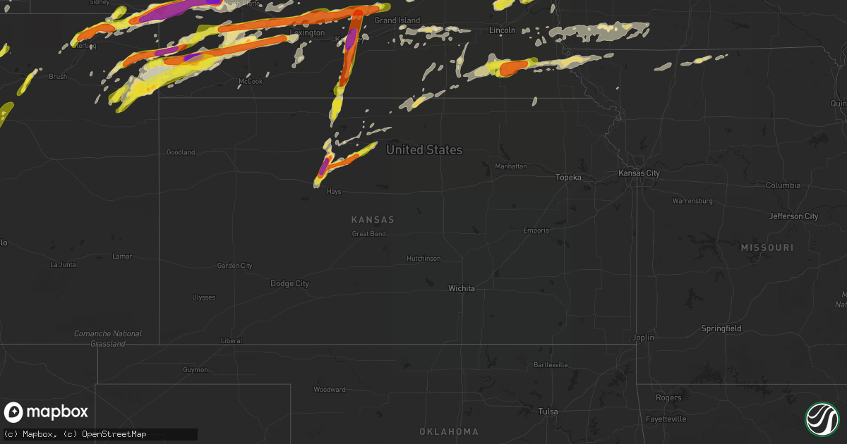 Hail map in Kansas on May 27, 2019