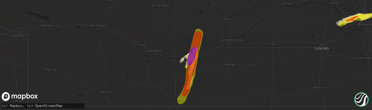 Hail map in Kearney, NE on May 27, 2019