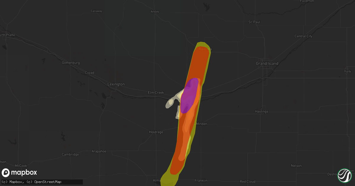 Hail map in Kearney, NE on May 27, 2019