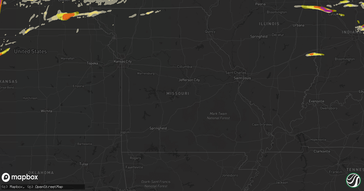 Hail map in Missouri on May 27, 2019