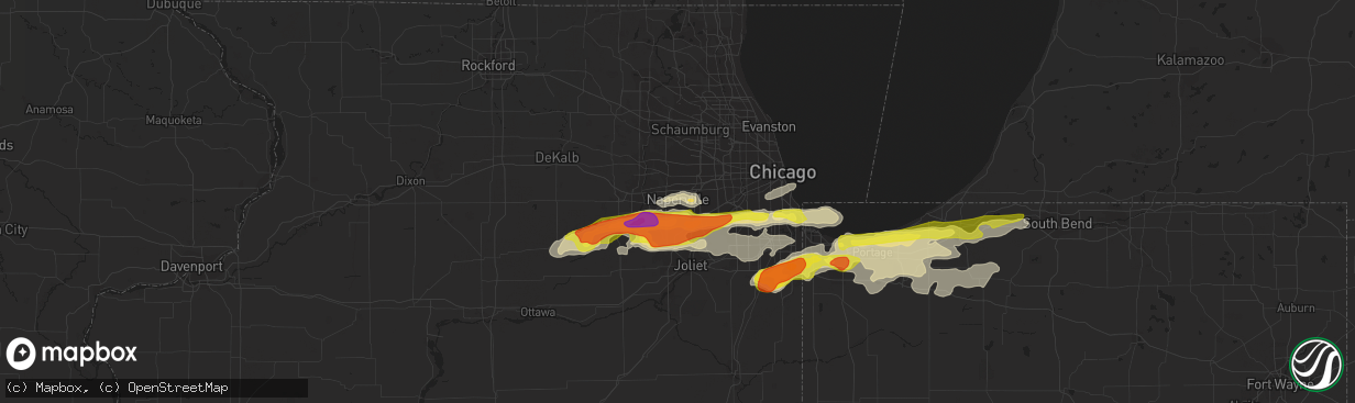 Hail map in Naperville, IL on May 27, 2019