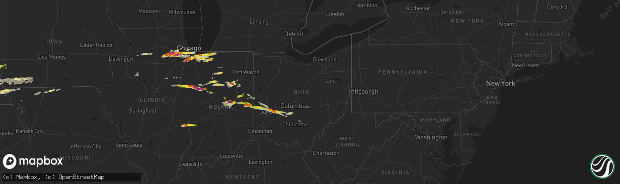 Hail map in Ohio on May 27, 2019