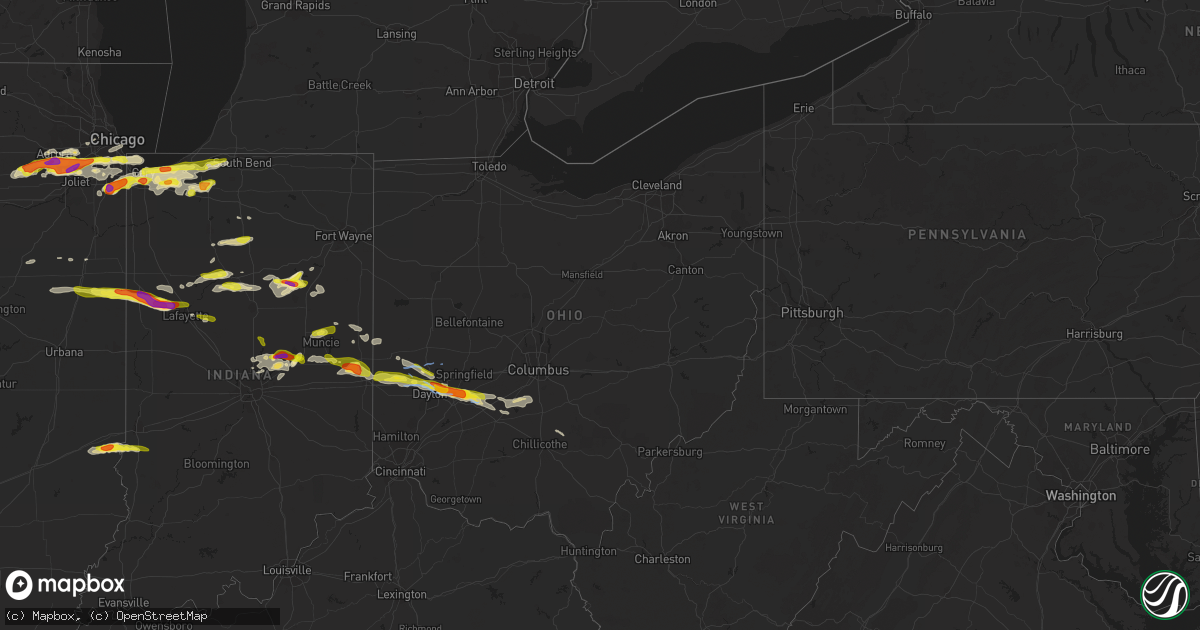 Hail map in Ohio on May 27, 2019
