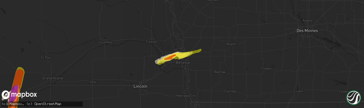 Hail map in Omaha, NE on May 27, 2019