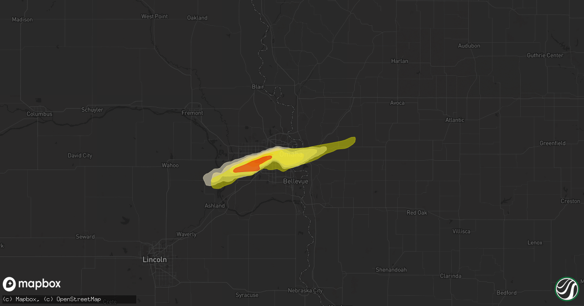 Hail map in Omaha, NE on May 27, 2019
