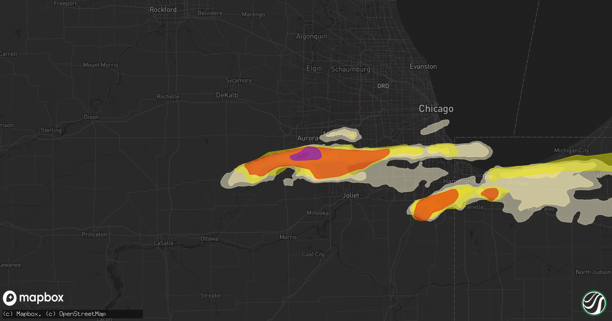 Hail map in Oswego, IL on May 27, 2019