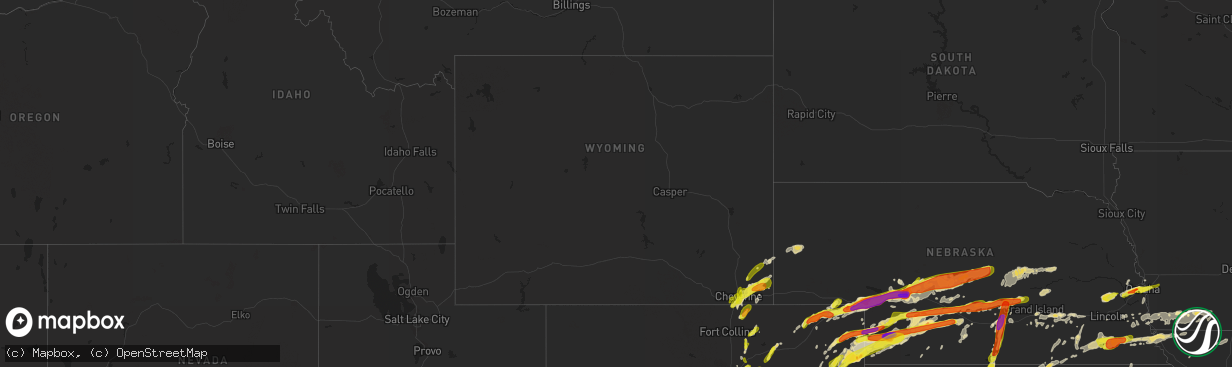 Hail map in Wyoming on May 27, 2019