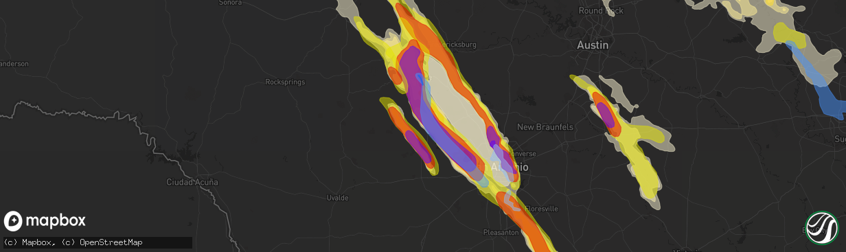 Hail map in Bandera, TX on May 27, 2020