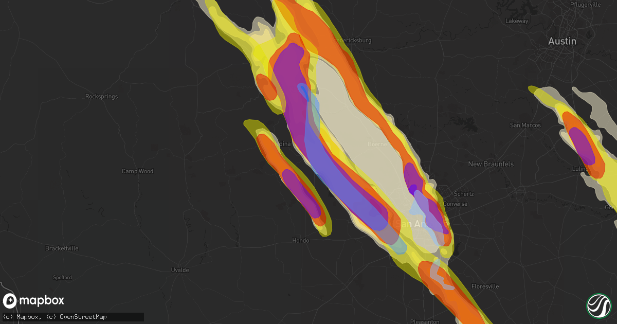 Hail map in Bandera, TX on May 27, 2020