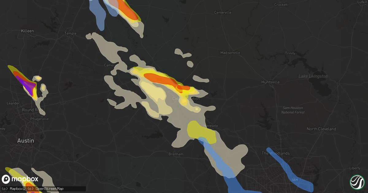 Hail map in College Station, TX on May 27, 2020
