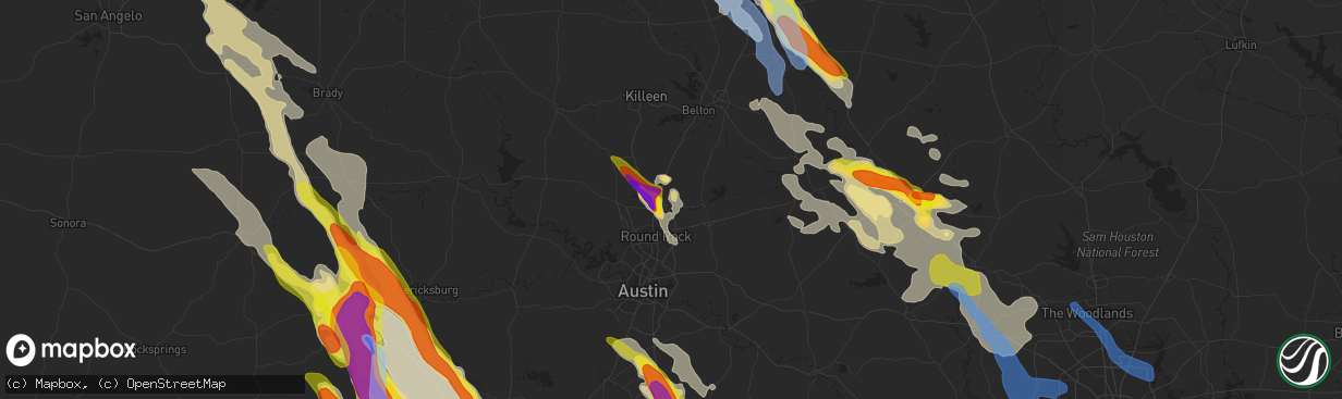 Hail map in Georgetown, TX on May 27, 2020