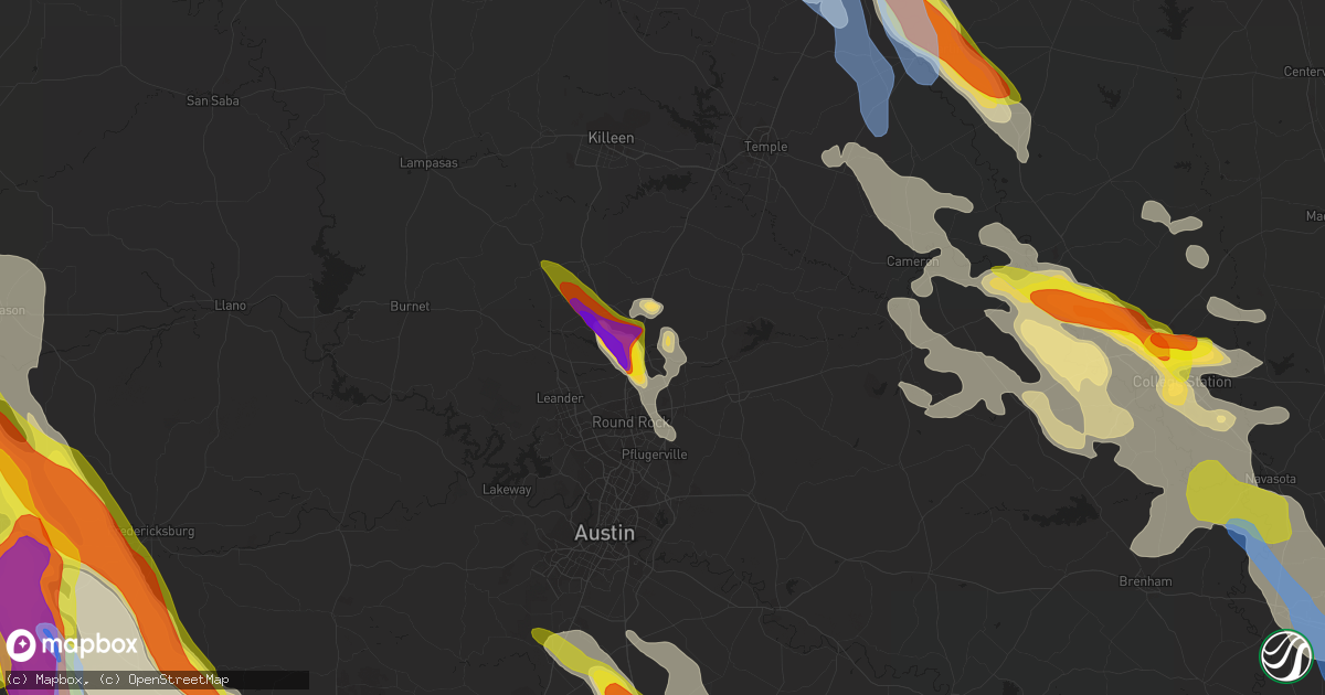 Hail map in Georgetown, TX on May 27, 2020