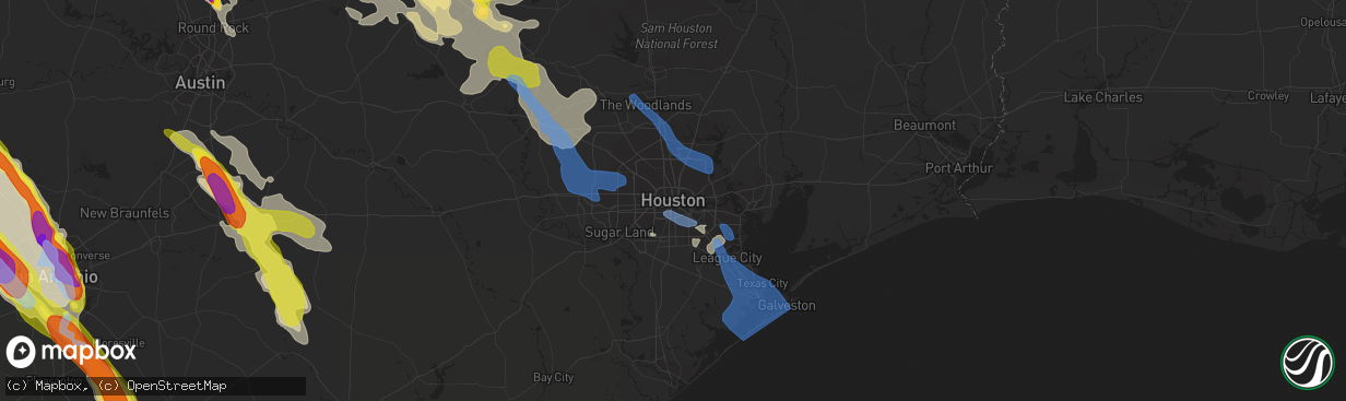 Hail map in Houston, TX on May 27, 2020