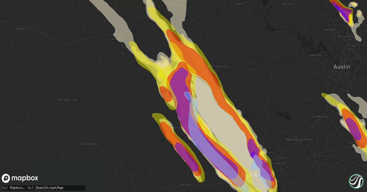 Hail map in Kerrville, TX on May 27, 2020
