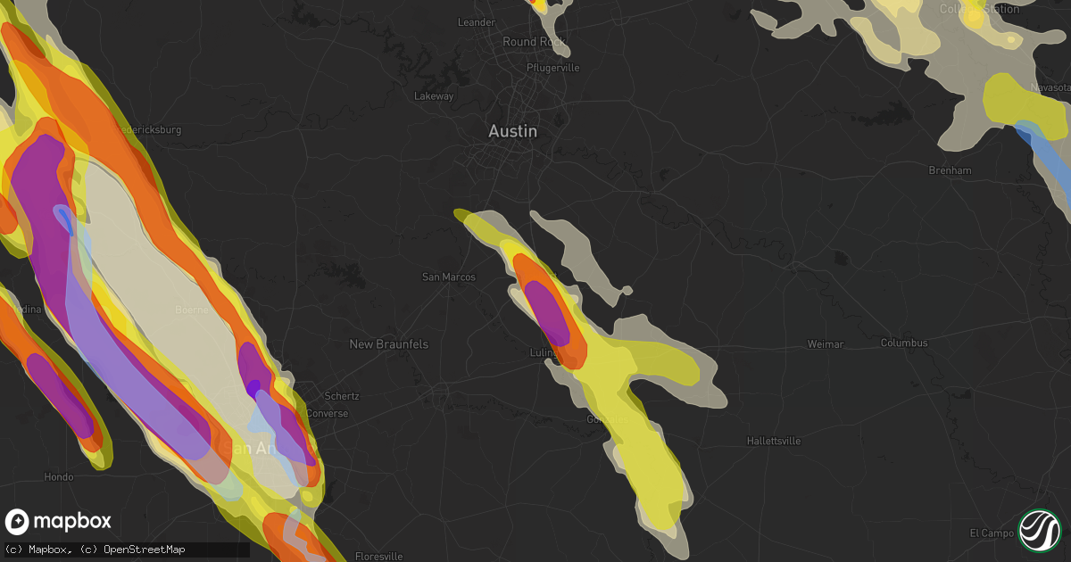 Hail map in Lockhart, TX on May 27, 2020