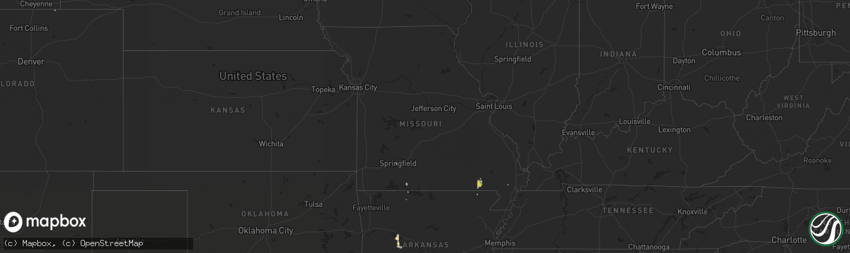 Hail map in Missouri on May 27, 2020