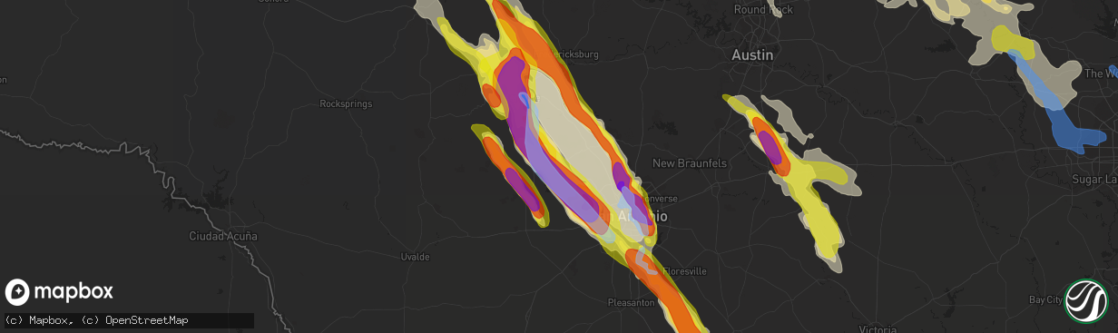 Hail map in Pipe Creek, TX on May 27, 2020