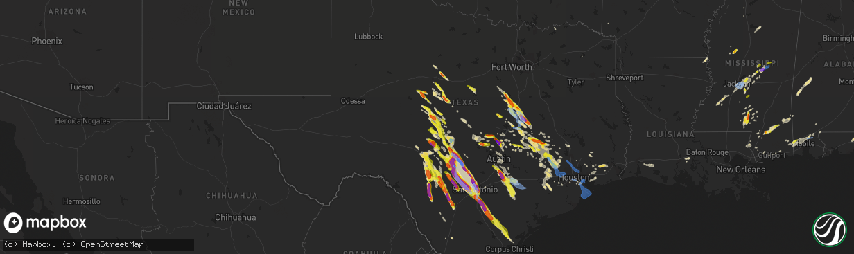 Hail map in Texas on May 27, 2020