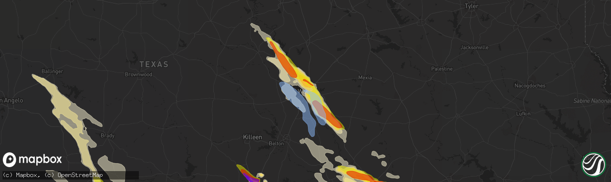 Hail map in Waco, TX on May 27, 2020