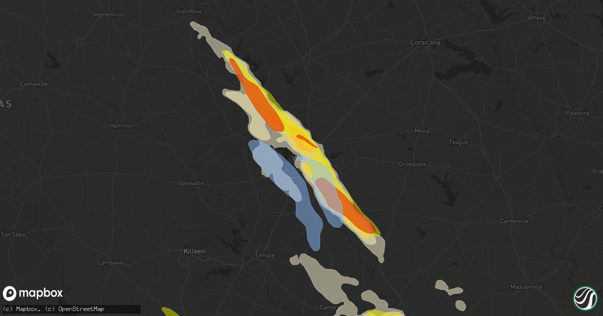Hail map in Waco, TX on May 27, 2020