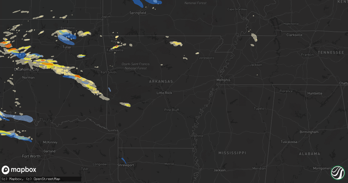 Hail map in Arkansas on May 27, 2021