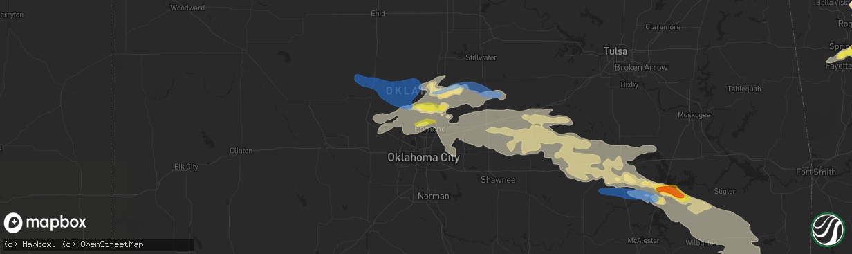 Hail map in Edmond, OK on May 27, 2021