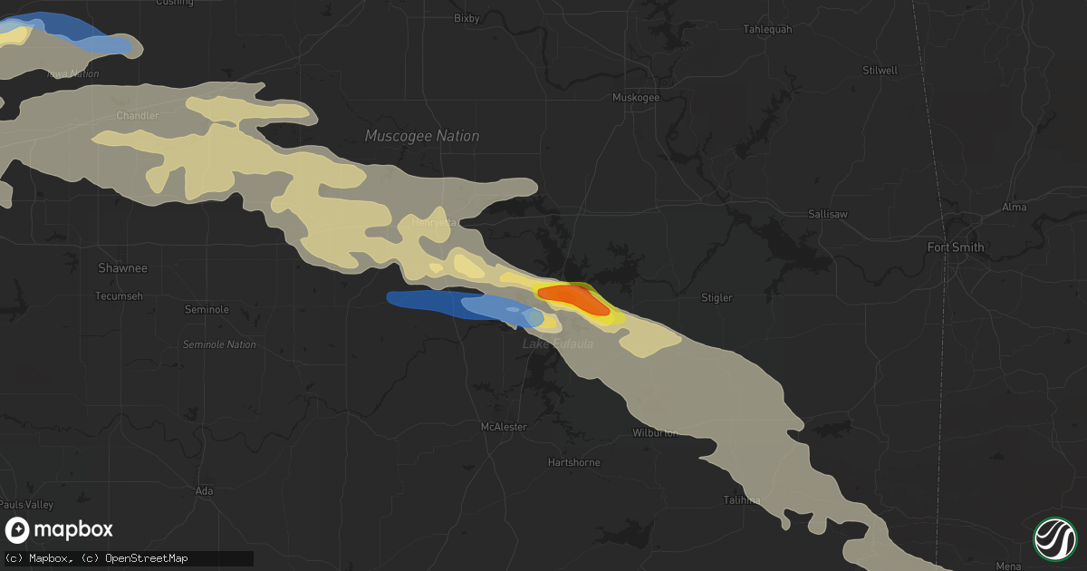 Hail map in Eufaula, OK on May 27, 2021