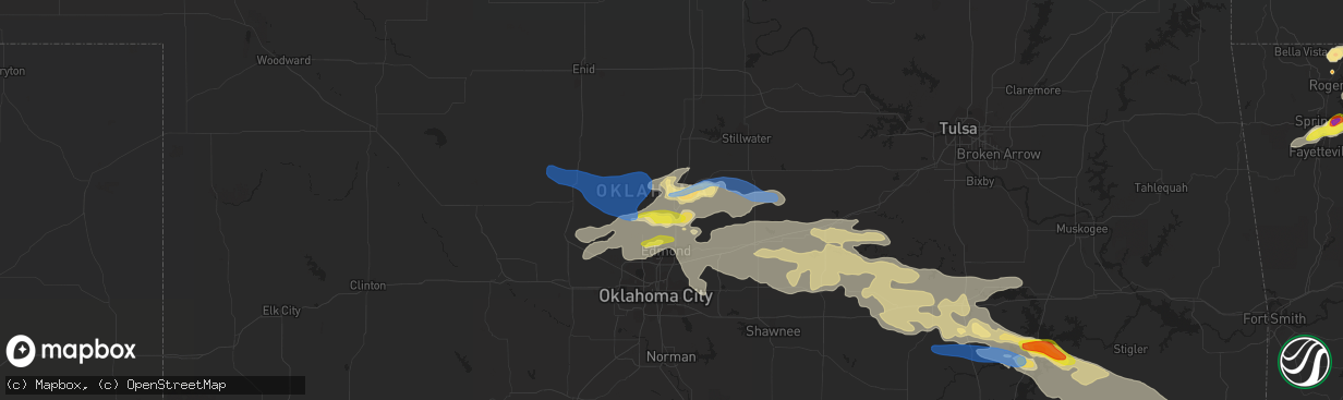 Hail map in Guthrie, OK on May 27, 2021