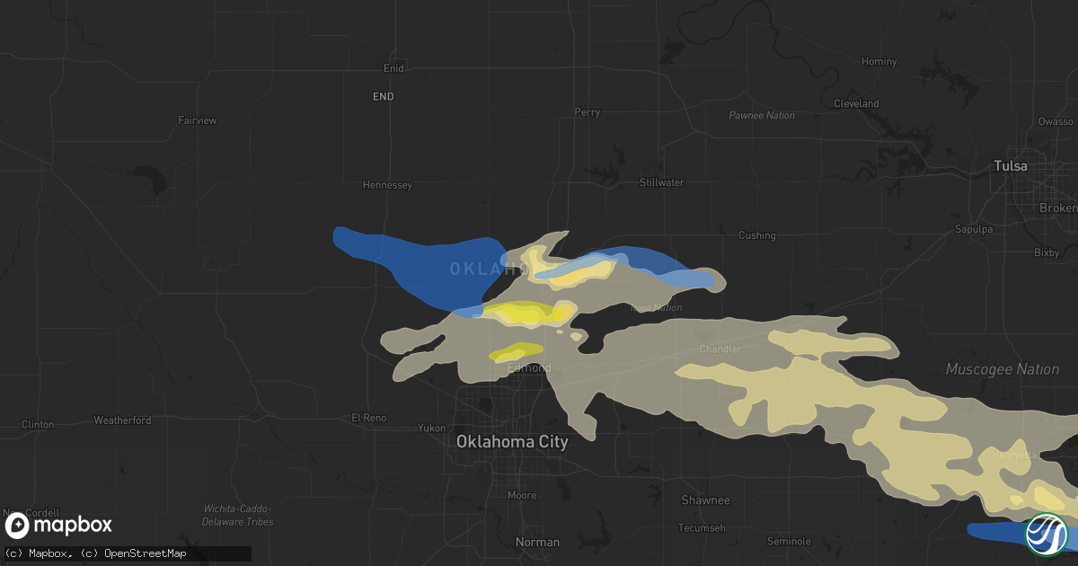 Hail map in Guthrie, OK on May 27, 2021