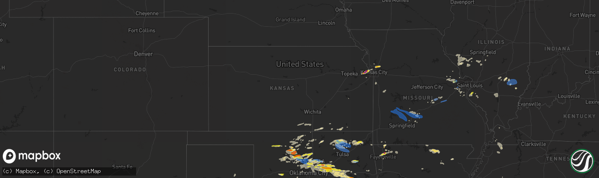 Hail map in Kansas on May 27, 2021