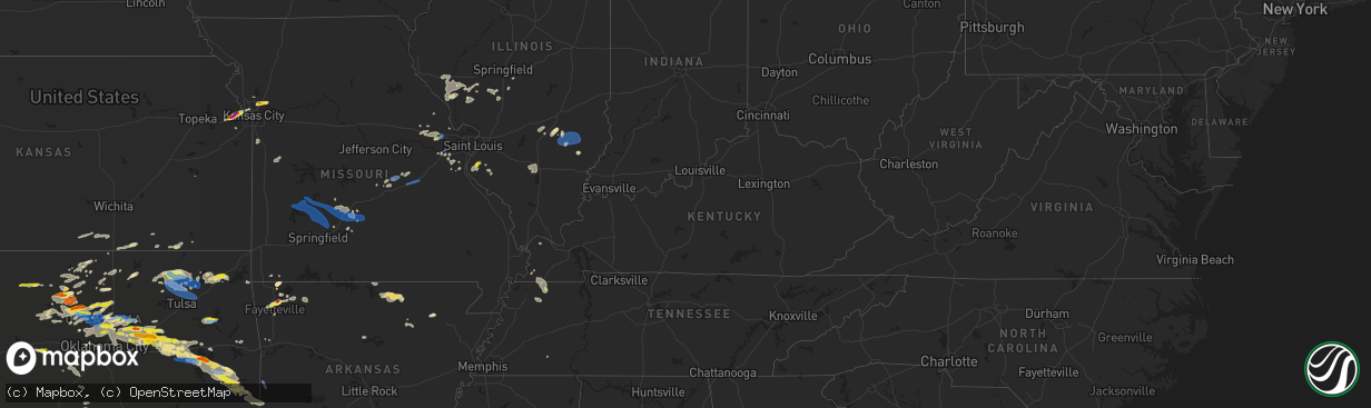 Hail map in Kentucky on May 27, 2021