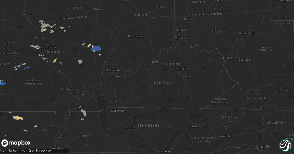 Hail map in Kentucky on May 27, 2021
