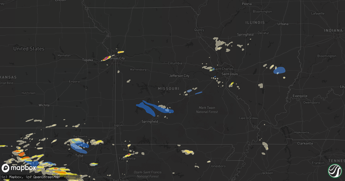 Hail map in Missouri on May 27, 2021